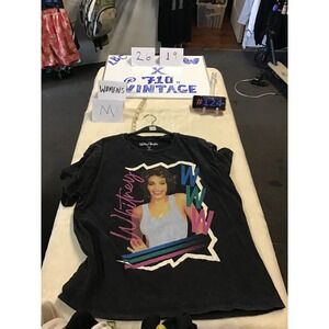 Whitney Houston Graphic T-Shirt Womens Medium Black Vintage Style Music Tee